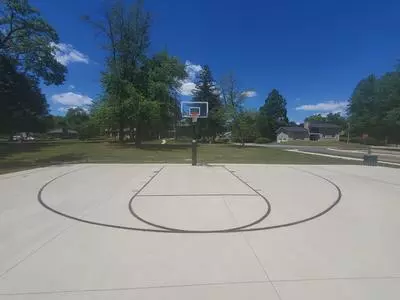 half court view of basketball court