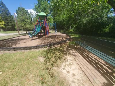 playground structure and bench 