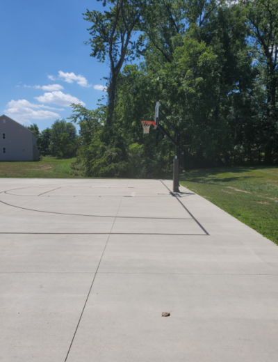 basketball court and hoop 